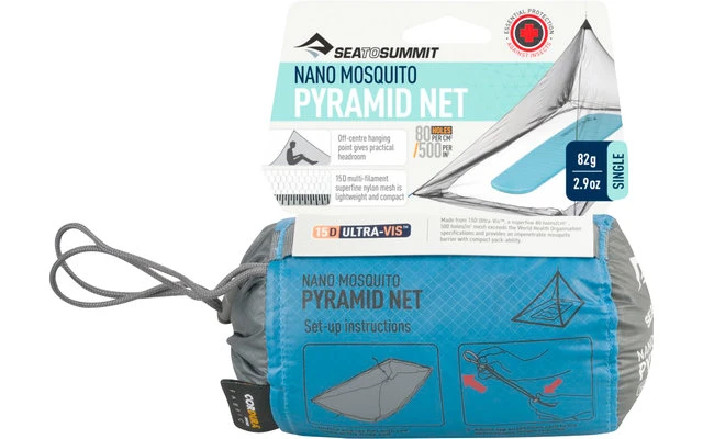 Sea To Summit Nano Mosquito Pyramid Net Single Moskitonetz 120x220x100cm 3 Sea To Summit Nano Mosquito Pyramid Net Single Moskitonetz 120x220x100cm