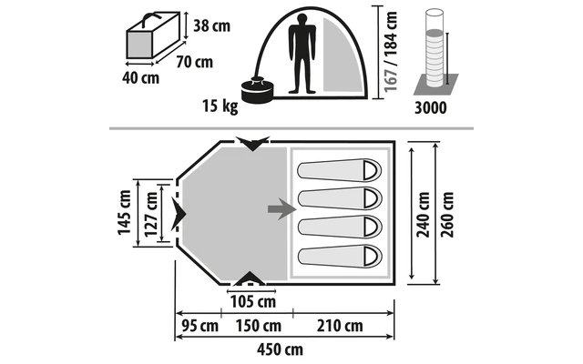 Berger Zelt Campo 4 Air Schwarze Schlafkabine 3 Berger Zelt Campo 4 Air Schwarze Schlafkabine